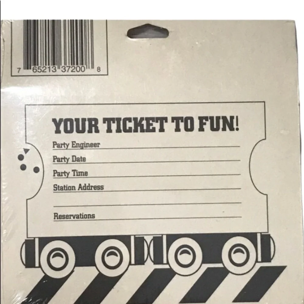Train Party Invitations Brio ALL ABOARD Railroad Car Theme One Pkg of 8